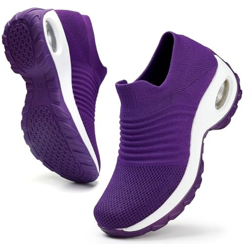 HKR Scarpe Ortopediche Donna Comode Scarpe per Camminare Donna Leggero Senza Lacci Sneakers Tutto Viola EU 41