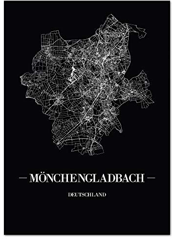 JUNIWORDS Stadtposter, Mönchengladbach, Wähle eine Größe, 40 x 60 cm, Poster, Schrift A, Schwarz