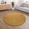 Paco Home Hochflor Teppich Wohnzimmer Shaggy Langflor Modern Einfarbig Ohne Muster, Grösse:160 cm Rund, Farbe:Gelb