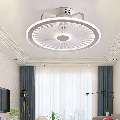 OMGPFR Mute Ceiling Fan with Lighting LED Light App and Remote Control Ultra-Thin 18CM Ceiling Lamp Invisible Quiet 40W Dimmable Fans Ceiling Lights for Living Room Bedroom Lighting,White