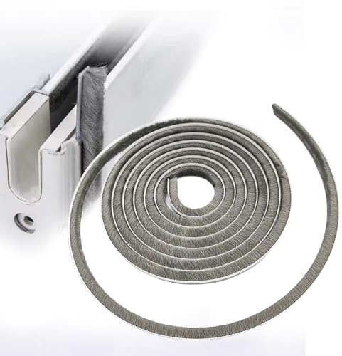 Soezy 16 Ft (5m) 196 Inch Sliding sash Windows Doors Tape Pile Draught excluder Brush Seal Strip weatherstrip 7mm x 12mm (7/24 1/2 Inch, Gray)