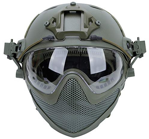 Casque Tactique PJ Airsoft Fast F22, Protection intégrale du Visage avec Masque et Lunettes détachables, Casque d'équitation d'extérieur.