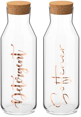 Print Maniacs CORKED GLASS JAR 500ml or 1 Litre Storage Bottle Reuseable Jar Laundry Mrs Hinch Storage Jar (Copper, 1 x 1 Litre)