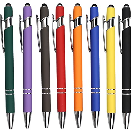 hocadon 8 Stück Kugelschreiber mit Touchpen, Kapazitive Stylus Kugelschreiber 2 in 1 Stylus, Druckkugelschreiber für Universelle Touchscreen Geräte, 1.0 mm(8 Farben)