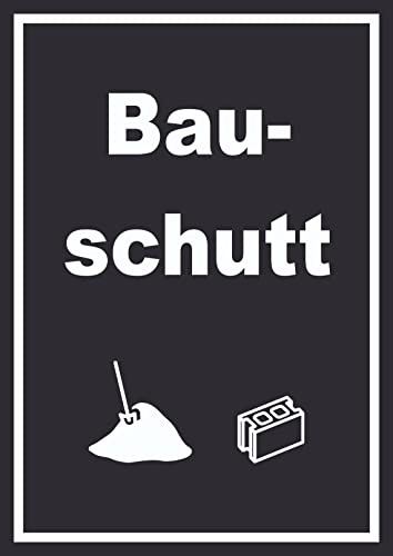 HB-Druck Bauschutt Mülltrennung Schild Text Symbol Ziegel Baustein hochkant A4 Rückseite selbstklebend