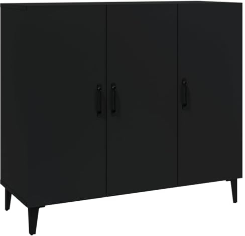 vidaXL Sideboard Living Room Furniture Cupboard Storage Cabinet Highboard Home Organiser Console Telephone Cabinet Black Engineered Wood
