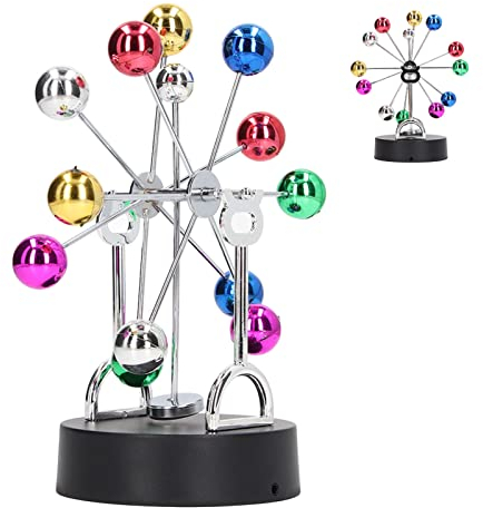 Atyhao Buntes Kugel-Riesenrad, Kinetische Kunst-Riesenrad-Dekoration, Pendelkugel-Kugeln, Elektronische Physikgeschenke für Männer, USB-Batterie, Kreatives Perpetuum Mobile, Desktop-Ornament