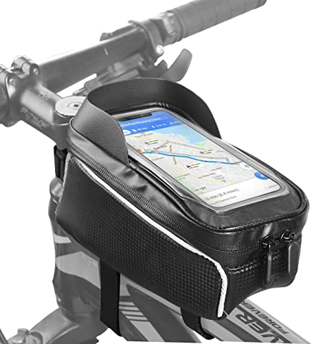 COFIT Fahrrad Lenkertasche, Fahrrad Lenkertasche mit großem Fassungsvermögen, Sonnenblende und Regenschutz, Touchscreen-Handyhalterung für Handys unter 6.8