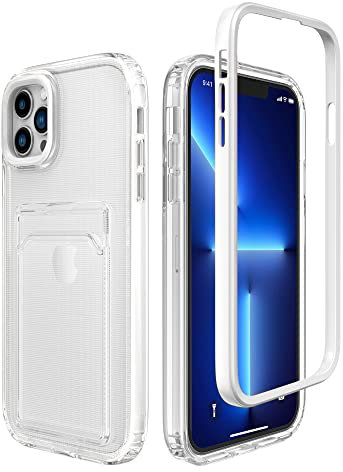 ZCDAYE iPhone 13 Pro Max Case, iPhone 13 Pro Max (6.7 inch) Phone Case with Card Holder, Clear Soft TPU Shockproof Case for iPhone 13 Pro Max (6.7 inch), White