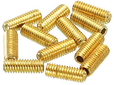 sourcing map 12 Stück Gitarrenbrücke Sattel Höhenverstellung M3x8 Gold | Schrauben Metrisch für E Gitarren Brücke