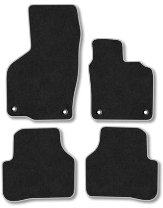 VW Passat (2005-2011) Car Mats Accessories Tailored Fit Carpet Floor Mats Non Slip Grey Trim Accessory Compatible Front Rear Set Anti Slip Full Coverage Granulated Backing Hand-Finished Clips