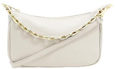 Pochette Borsetta Donna in Pelle Italiana Tracollina (Beige)