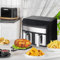 Alivio 9L Dual Basket Air Fryer, Double Basket Digital Air Fryer 1700W with Timer Touchscreen & Temperature Control, 8 Adjustable Pre-set Cooking Sync Cook