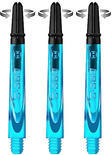 Harrows Darts Technology Carbon 360 Shafts, Rotating Carbon top von Thor-Sports (midi, Aqua Blue)
