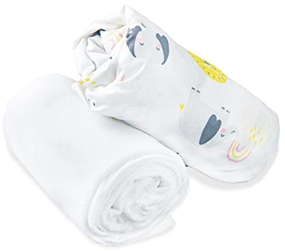 FlyIdeas 2-teiliges Bettwäsche-Set für Kinderbett 80x160 cm – 1 Spannbettlaken aus 100% Baumwolle & 1 Wasserdichter Matratzenschoner – Atmungsaktiv & Hypoallergen