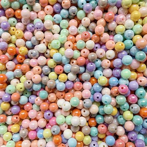 DAHI Perlen zum auffädeln Acryl Perlen Mehrfarbig Rund bastelnperlen für Armbänder Schmuck (ab8mm)