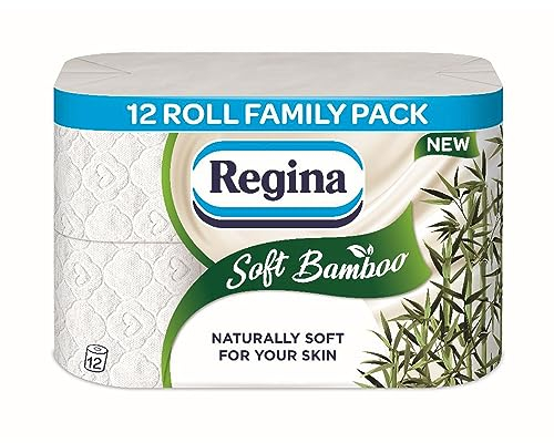 Regina Soft Bamboo 3-ply Toilet Tissue Rolls Toilet Paper 12 Rolls with Perfctonish Thank You Sticker Packaging