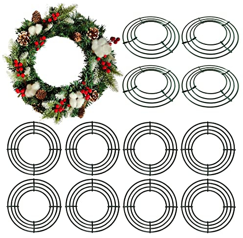 Thealyn Paquete de 12 anillos de corona de metal de 25 cm para Navidad, Año Nuevo, fiesta, decoración del hogar, suministros de manualidades (10 pulgadas)