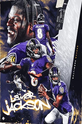 FrianT Lamar Jackson American Football Sports Stars inspirierende Kunstposter, 30 x 45 cm