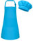 BOUBONI Delantal infantil y gorro de cocinero ajustable con 2 bolsillos, gorro de cocinero y delantal para cocinar, hornear y pintar, D - azul, L