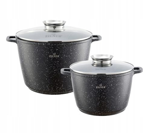 Zilner Set aus zwei großen marmorierten Töpfen 6,2L/10,2L induktions Töpfe Set,Kochtöpfe, Töpfe Induktion |Kochgeschirr Set,Topfset induktionsgeeignet ZL-007011