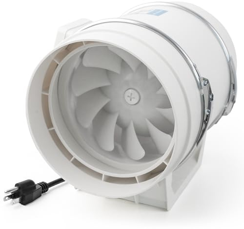 Voltset 8 Inch Inline Extractor Fan: 200mm Inline Duct Fan with UK Plug, 1250 m³/h Airflow Exhaust Fan for Bathroom, Kitchen, Large Grow Tent, Warehouse, Workshop, Hydroponics