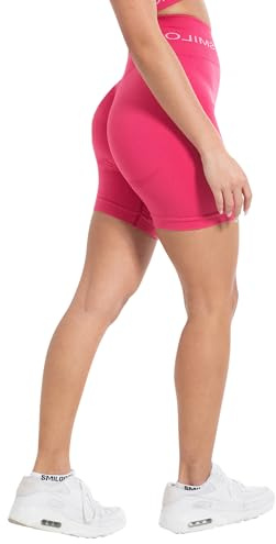 SMILODOX Shorts Damen Scrunch Azura - Seamless Radlerhose - High Waist Blickdichte Po Push Up Kurze Hose, Perfekte Länge für den Sommer, Größe:XS, Color:Pink