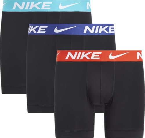 Nike Boxer Brief 3pk Ropa Interior, Blk-Pic Red/Dsty Cctus/DP Rylwb, S para Hombre