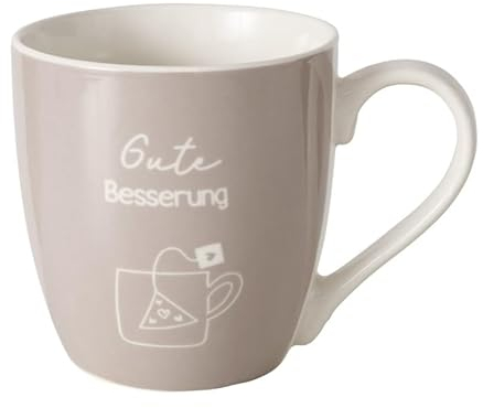 RiloStore Kaffeetasse XL 400ml - Gute Besserung - Gesundheit - Glückwunsche b068 Jumbo Pott Keramik grau weiss Kaffeebecher Jumbobecher Jumbotasse Kaffeepott Teetasse