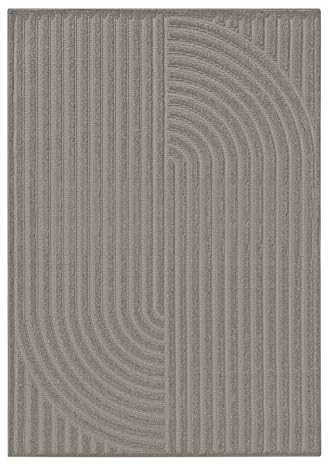 benuta Basic Teppich Leo - Hellgrau 200x290 cm - Abstrakter Relief-Teppich für Wohnzimmer, Schlafzimmer & Flur - Pflegeleicht - Fußbodenheizung Geeignet
