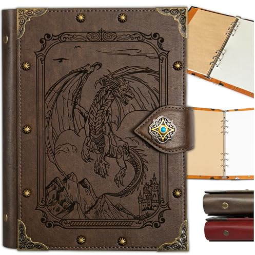 DUROTAN DND Journal Dragon Notizbuch A5 Binder Tagebuch 400 Seiten für D&D Geschenkset Dungeons and Dragons Zubehör Rollenspiele DM & Spieler RPG