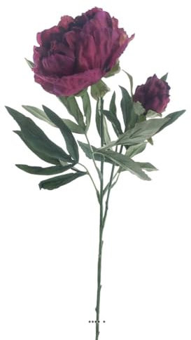 Artificielles.com - Pivoine Joy artificielle H 67 cm 2 tetes 3 feuilles effet texturé Rose fushia - couleur: Rose fushia 730