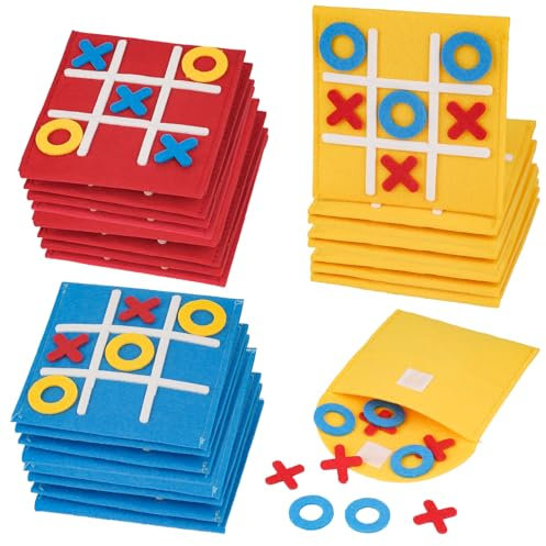 Tic Tac Toe Spiel, 24 Stück Filz Tic Tac Mini, Bunt Tic Tac Town Spiel, Lernspielzeug Geeignet für Geburtstag, Kindertag, Zuhauser, Schule, Party