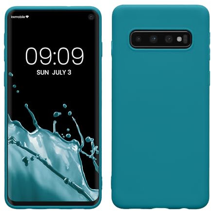kwmobile Hülle kompatibel mit Samsung Galaxy S10 Hülle - weiches TPU Silikon Case - Cover geeignet für kabelloses Laden - Petrol matt