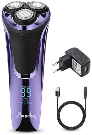 Amurhey Rasoir Électrique Homme, rasoir électrique Wet & Dry, Tondeuse à Barbe Haute Précision, Rasoir Électrique Sans Fil, Batterie de 99 Minutes, Cadeaux pour Hommes
