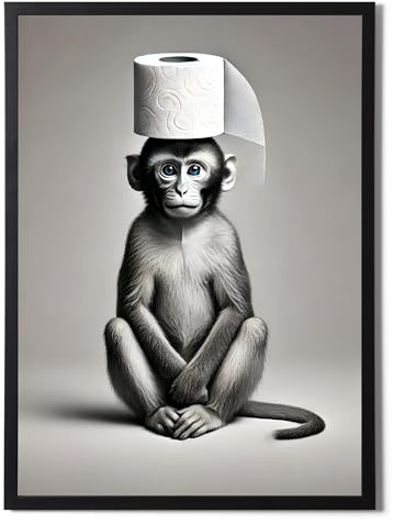 State Media Vision Poster A4 sans cadre Motif singe avec tête de toilette 21 x 29,7 cm