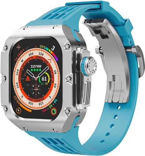 AEHON Caja de reloj de aleación de titanio + kit de actualización de correa de reloj, para Apple Watch Ultra 2 de 49 mm, correa de repuesto con marco de metal estilo RM para hombre, For Ultra 2, Ágata