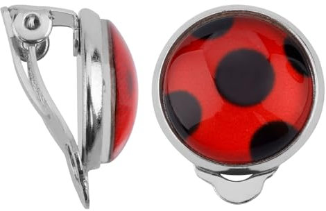 1 Paar Marienkäfer-Ohrringe, Silberne Ohrclips Marienkäfer-Ohrclips Metall Rote Marienkäfer-Ohrringe für Halloween Karneval