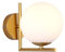 Hnexsei Messing Wandleuchten Retro Glas Wandleuchte Goldener Körper und Globus Weißer Lampenschirm Wandleuchter, Innenwandleuchte für Schlafzimmer Wohnzimmer