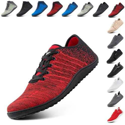 Hitmars Barefoot Shoes for Mens Womens Outdoor Lightweight Trail Running Minimalist Zero Drop Shoes Barefoot Trainers Walking Shoes Breathable Red 7 UK