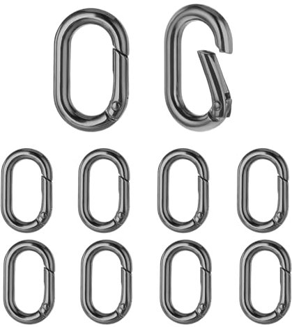 Roinaid Karabinerhaken Klein 10 Stück Oval Spring Karabinerhaken Schwarz Zinklegierung Geeignet für Geldbörsenkette Reisen Wandern Angeln Camping