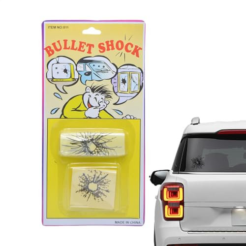 Lunaobrik Einschusslochaufkleber realistisch - Fake Bullet Shot Aufkleber, Ultrarealistische gefälschte Kugeln | lustige 3D-Auto-Schuss-Aufkleber, selbstklebend, kaputter Bildschirm-Streich-Aufkleber