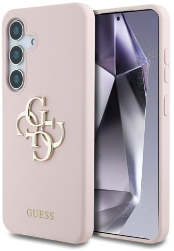 CG MOBILE Guess Silicone Big 4G Logo Bottom Script Hülle für Samsung Galaxy S25 Rosa