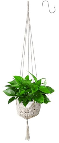 Apstaqeoo Hanging Planters Baskets, Cotton Rope Macrame Plant Hanger Flower Pots Hanging Plants Holder with 1 S Hook, Wall Hanging Holder Indoor Outdoor for Balcony Garden Home Decor(1Pc, 101cm)