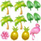 12 Pack Tropical Hawaii Balloons Flamingo Pineapple Coconut Tree Aluminum Foil Balloon Aloha Luau Mylar Balloon Flower Leaf Balloons for Beach Pool Birthday Party Hawaii Theme Party Decor
