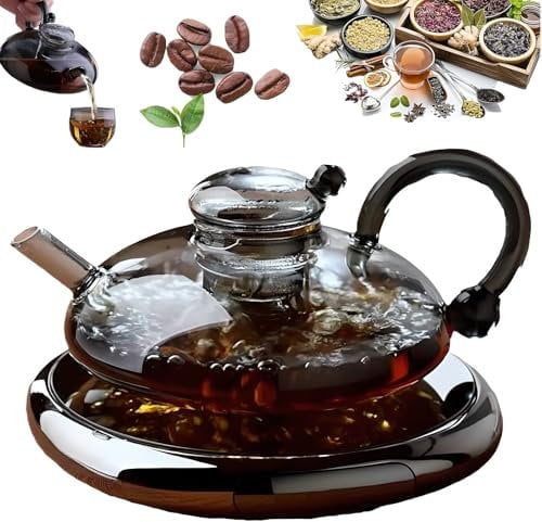 Juego de Tetera con Filtro, con Estufa eléctrica de cerámica e infusor, para Preparar té y café de Hojas Sueltas.