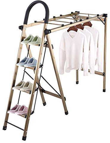 AISNXOQI Clothes Drying Racks,Airer Ladder Style Drying Rack Clothes Airer Folding Practical Free-Standing Multifunctional Ladder Towel Rail Bathroom Outdoor Wing Coat Hanger Space Saving