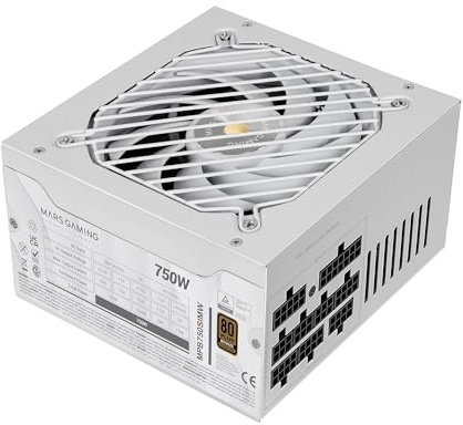 Mars Gaming MPB750SIM, Fuente Alimentación Full Modular ATX 750W, 7 Años Seguridad, 80Plus Bronze 230V EU, 90% Eficiencia, Ventilador SI Extreme Silence 140mm, Tecnologías AI2-RPM, DC-DC y SMD, Blanco