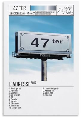 ARTUKPOSQL 47Ter L'adresse Albumcover-Poster, Leinwanddruck, Vintage, hohe Optik, horizontal, Wohnzimmer, Schlafzimmer, Wanddekoration, Poster, 60 x 90 cm, ungerahmt, 9
