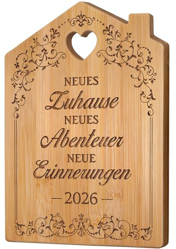 Geschenk zum Einzug 2026 - Graviertes Bambus Schneidebrett, Einzugsgeschenke Wohnung, Einweihungsgeschenk Haus, Richtfestgeschenk, Richtfest Neues Zuhause Neues Haus Neue Wohnung Hauskauf Geschenke